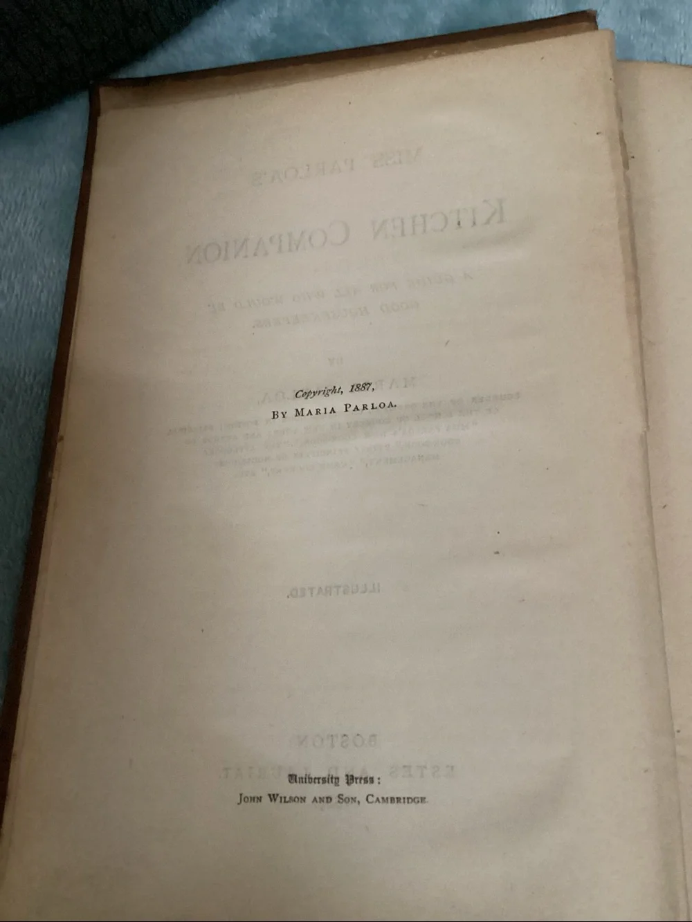 1st edition, 1887 Miss Parloa’s Kitchen Companion cookbook